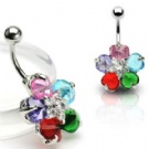 wholesale steel flower belly button navel rings