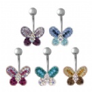 wholesale steel butterfly belly button navel rings