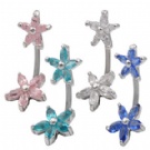 wholesale flower double navel rings
