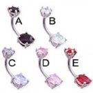 wholesale crystal double navel rings