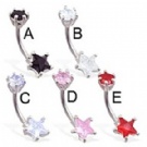 wholesale crystal star double navel rings