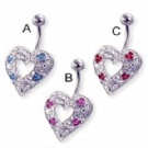 wholesale unique heart double navel rings