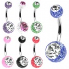 wholesale glitter double navel rings