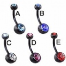 wholesale plated black double belly navel rings