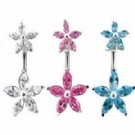 wholesale double flower navel rings diamond