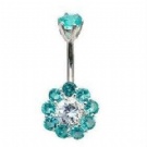 wholesale crystal flower navel body ring