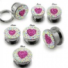 Wholesale heart crystal ear piercing plugs