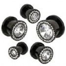 Wholesale crystal  black body jewelry ear plugs
